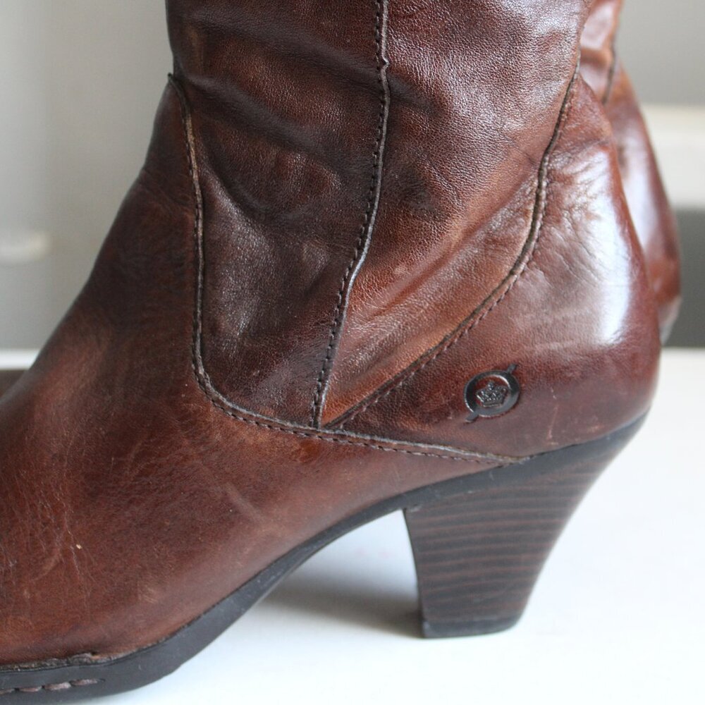 BORN Women's Brown Leather High-Riding Knee-High Boots Size 9.5 - Picture 8 of 10